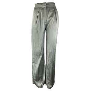 Abercrombie & Fitch Satin Pleated High Rise Straight Wide Leg Trousers Pants 25